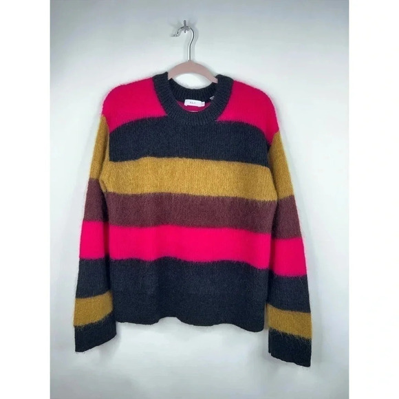 A.L.C. Waverly Sweater Black Magenta Stripe Oversized Mohair Wool Blend Size XS - Picture 1 of 10